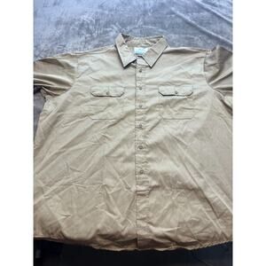 Vintage Fieldmaster Men's Tan Perm Pres Button-Up Shirt Short Sleeve By Sears 4x